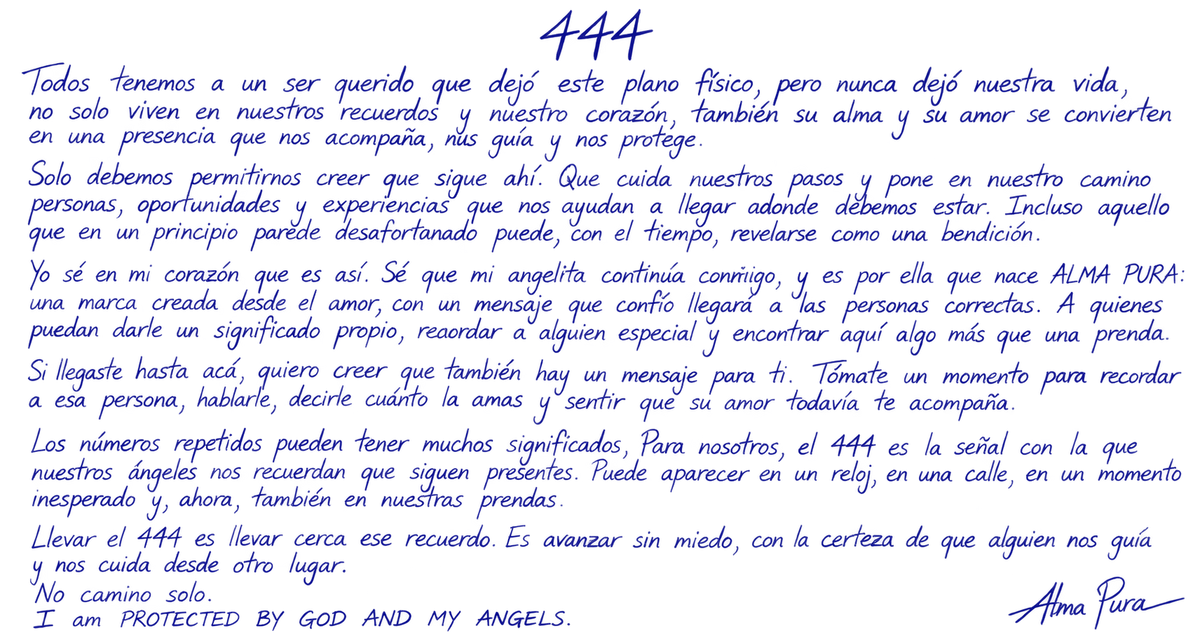 Carta 444 — Protección de ALMA PURA