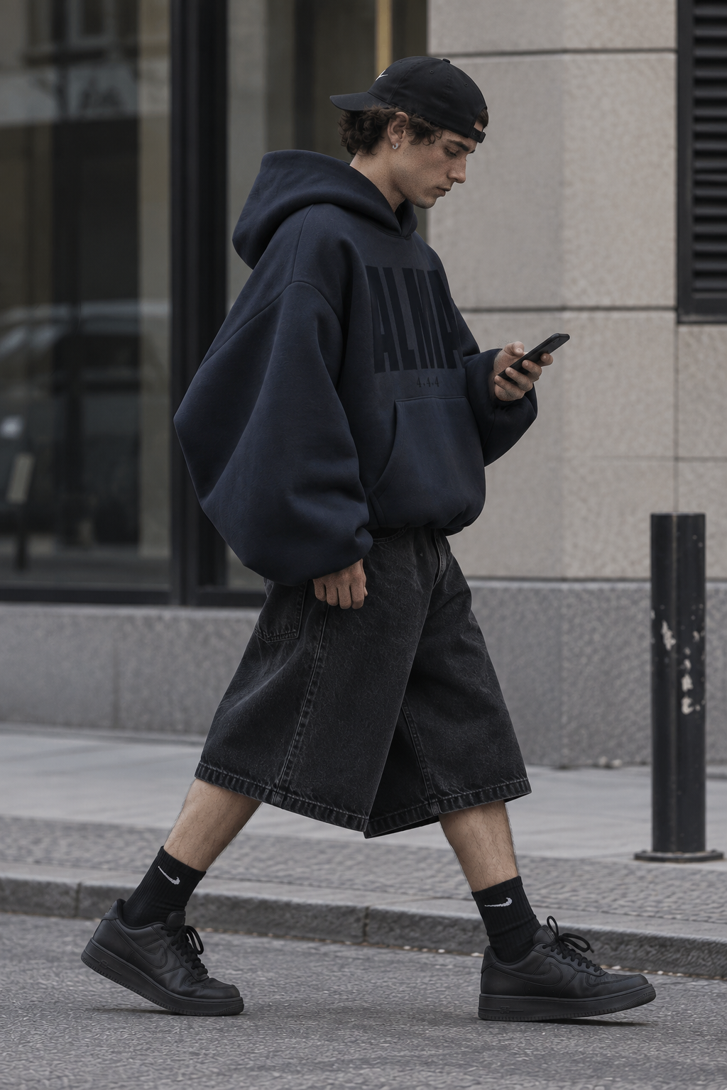Sudadera con capucha de doble capa 444 — Gris