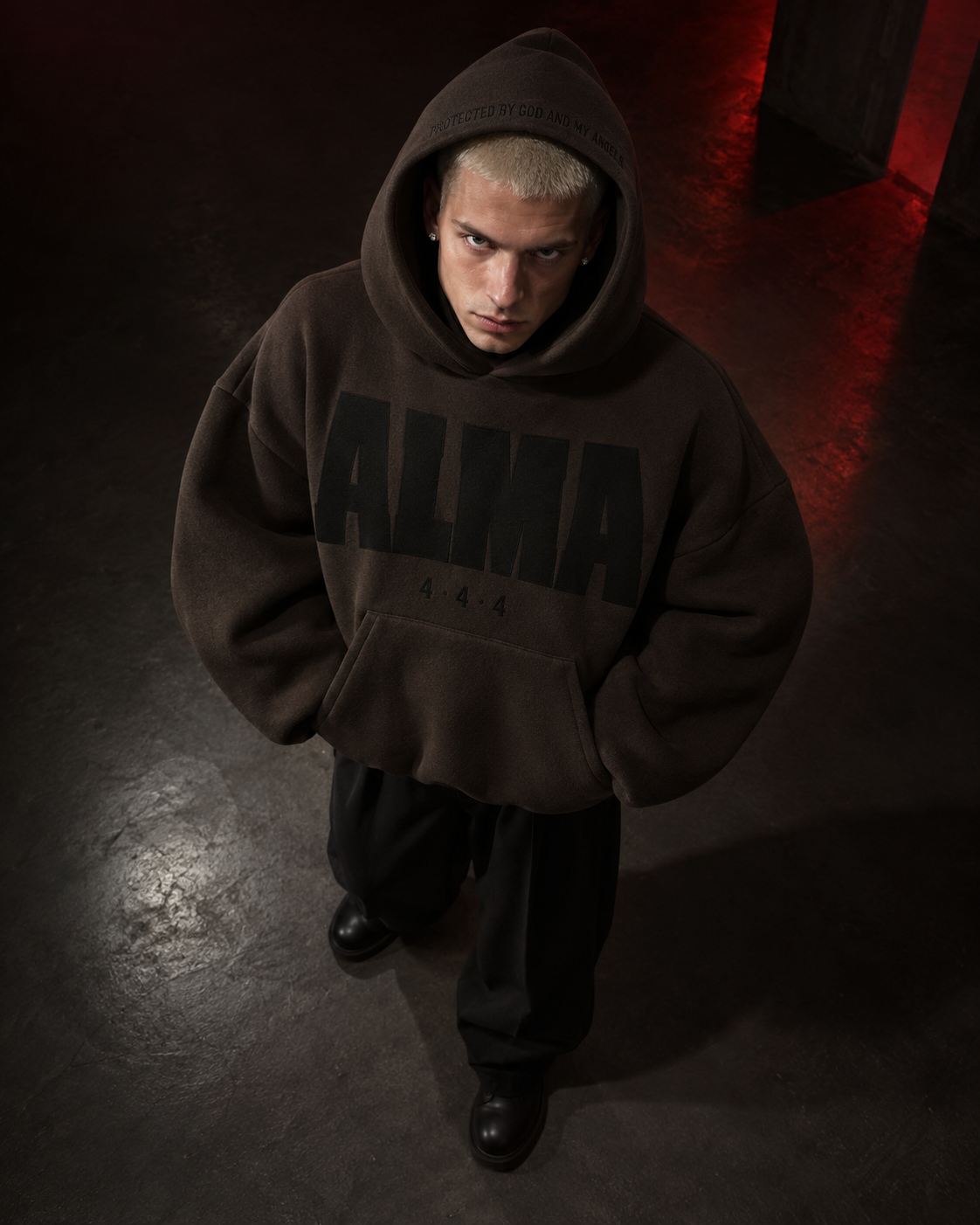 Sudadera con capucha de doble capa 444 — Marrón
